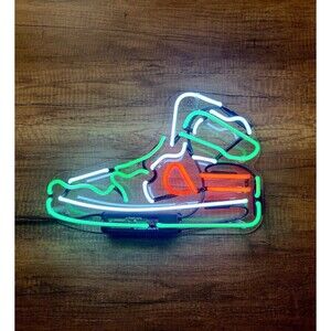 Red Green Sneaker 14" Glass-Tube Neon Sign Lamp Light Shoe Sports Decor Not LED!